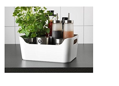 VARIERA Open Storage Box,Kitchen Cabinet and Pantry Storage Organizer Bin - Two Cut-Out Handles That Make 9.4 x 6.75 x 4.3 Inches (Black /White) - Image 4